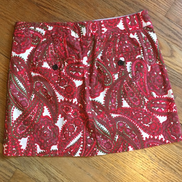 J Crew Stretch Twill Mini Skirt in Red Paisley - Picture 4 of 4